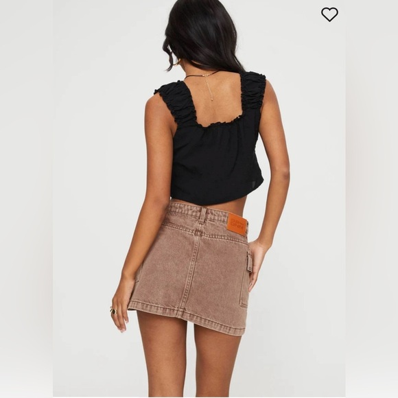 Princess Polly Zakai Cargo Denim Mini Skirt, Brown, Women’s Size 2, NWT - Picture 2 of 16